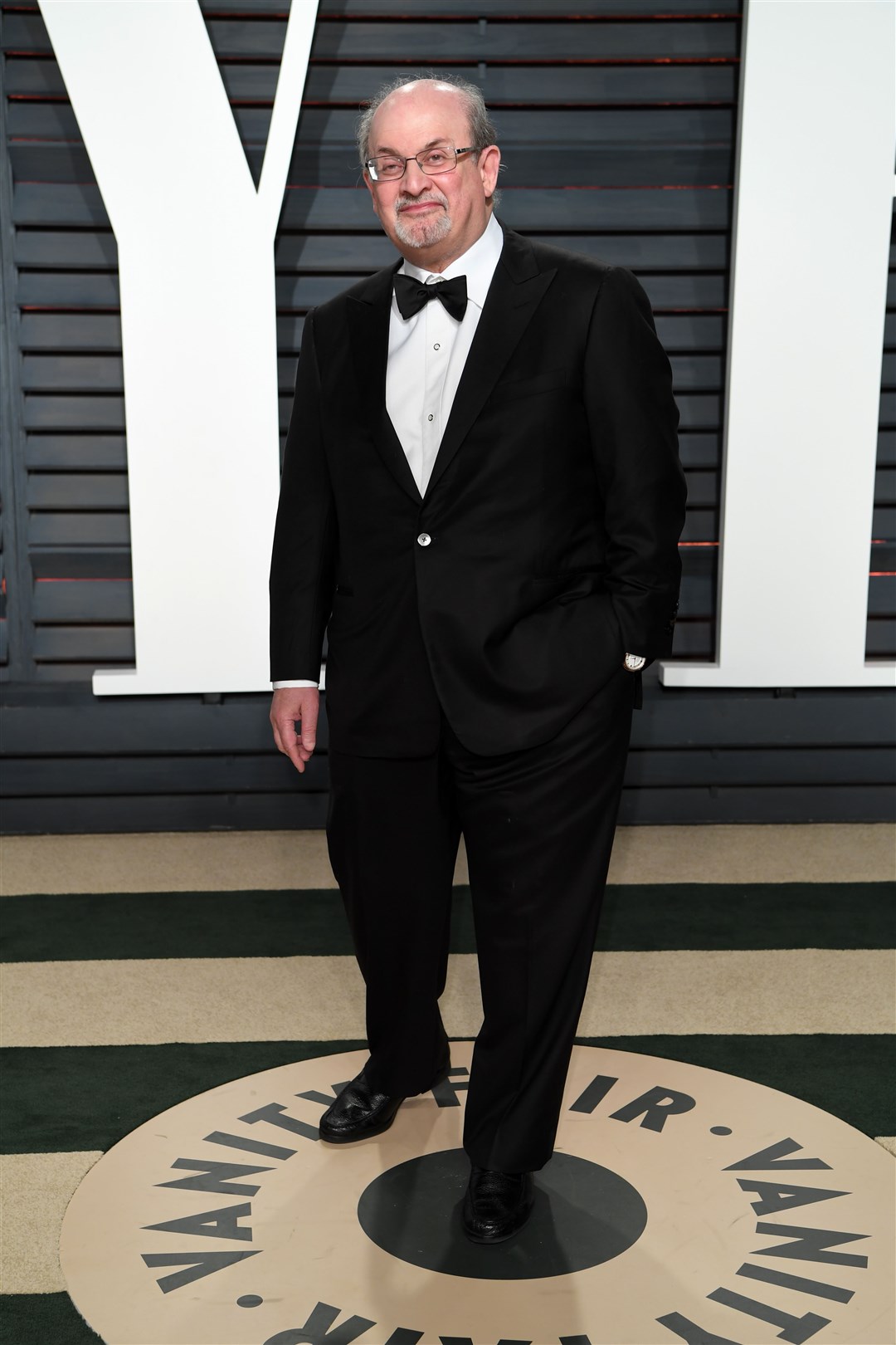 Salman Rushdie arriving at the Vanity Fair Oscar Party in Beverly Hills, Los Angeles, USA.