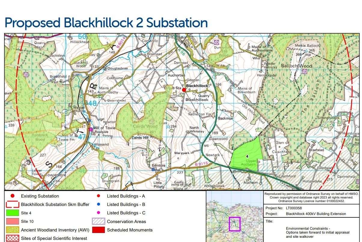 The sub-station will be moved to a site to the south-east of Blackhillock.