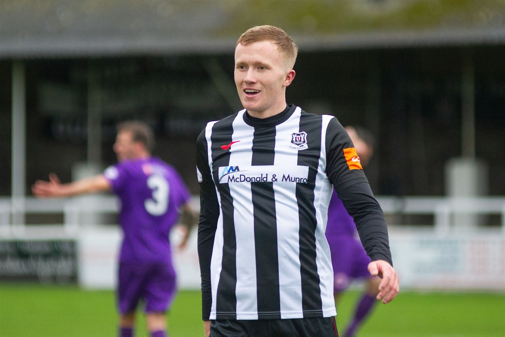 Conor O'Keefe scored his first Elgin City goal at Montrose. Picture: Daniel Forsyth..