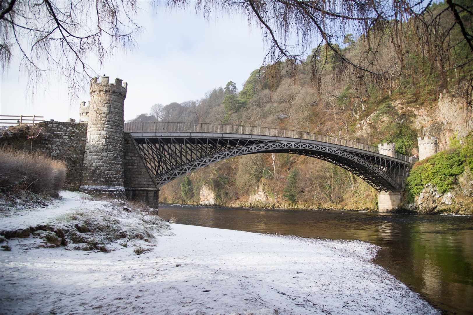 Spanning the Spey: Craigellachie Bridge in the snow earlier this year. Picture: Becky Saunderson..