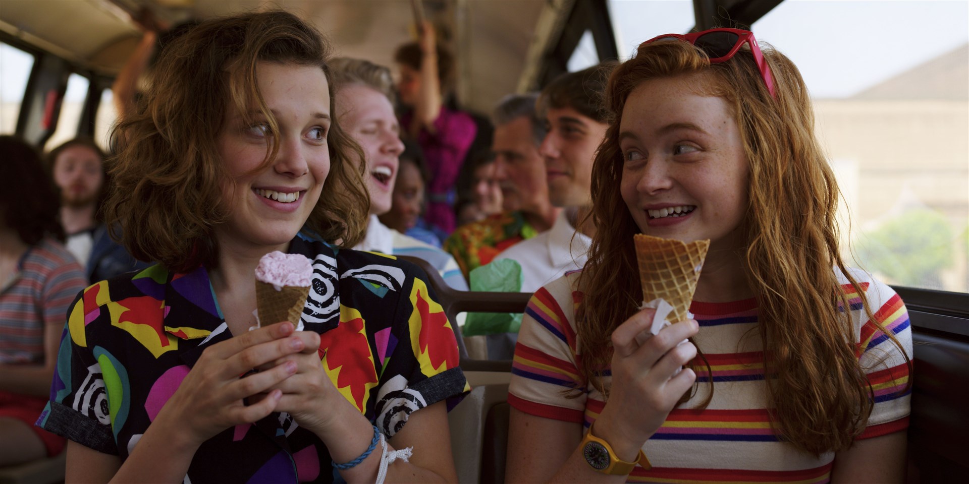 Sadie Sink, who plays Max in Stranger Things, with co-star Millie Bobby Brown (Netflix/PA)