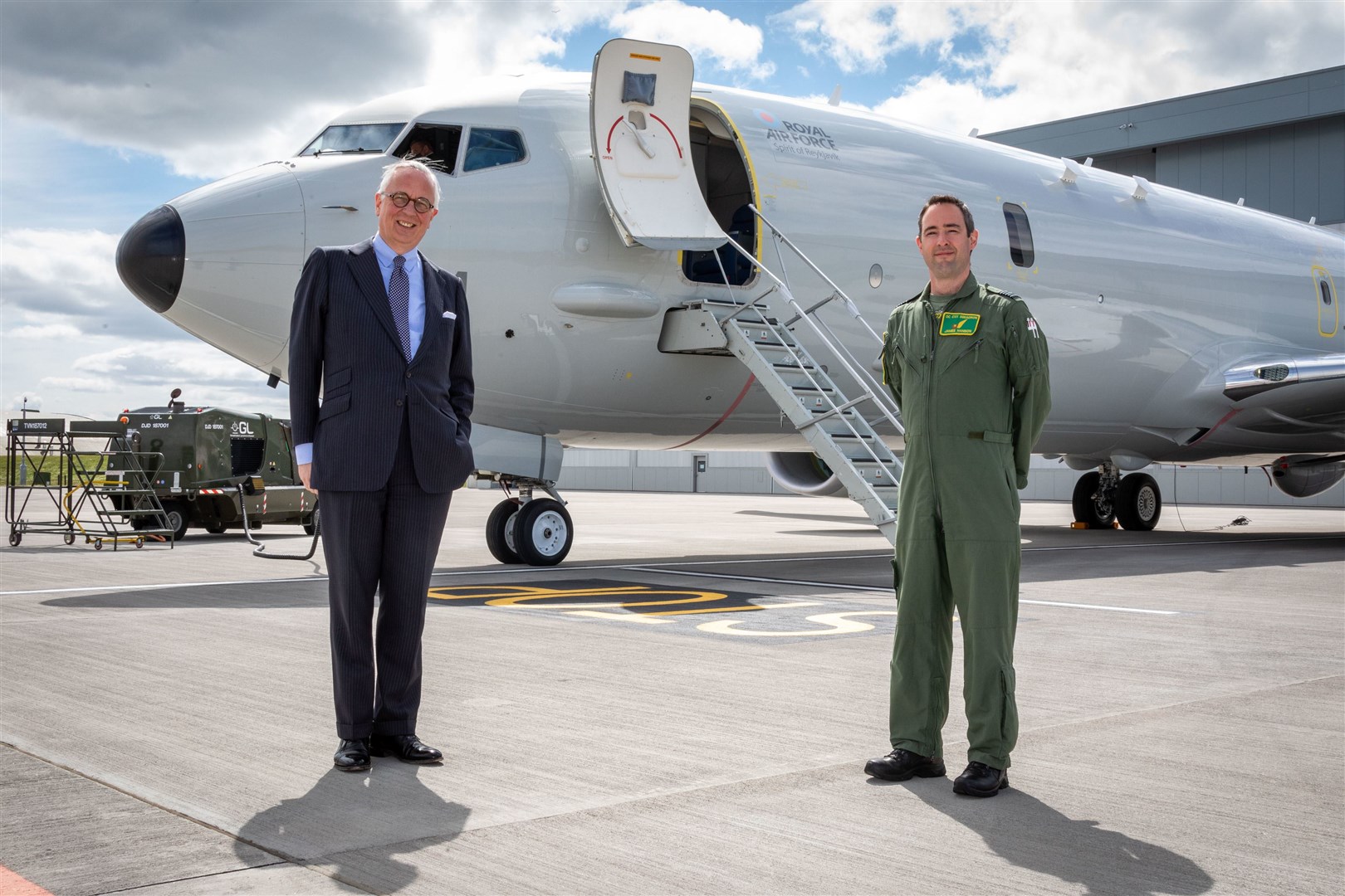 Icelandic ambassador to the UK Sturla Sigurjónsson viewed Poseidon maritime patrol aircraft ZP804, which is named 'Spirit of Reykjavik' in honour of the role played by the Icelandic capital and its people in enabling the Allied victory during the Battle of the Atlantic.