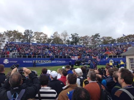 Big crowds at Gleneagles' first hole for the Ryder Cup's final day.