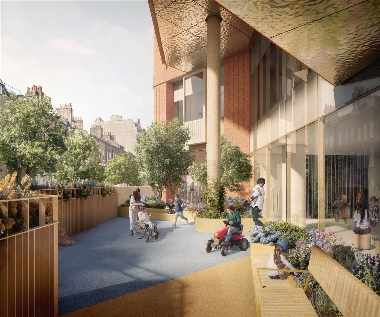 Outdoor spaces will be created for children, families and staff to enjoy at the new Children’s Cancer Centre (GOSH/PA)