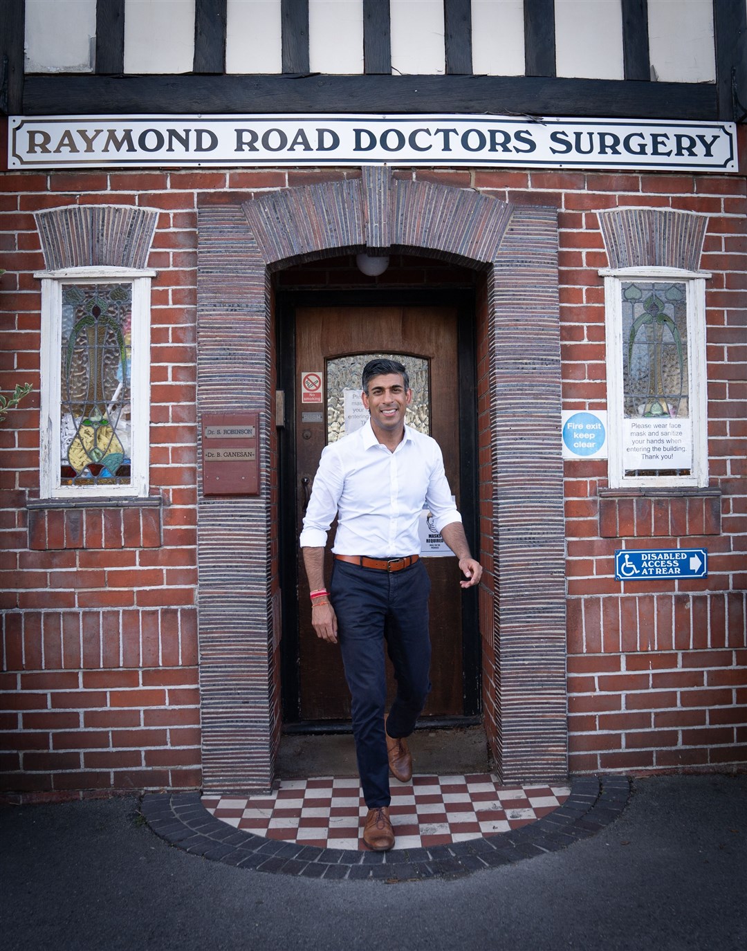 Rishi Sunak during a visit to his father’s old doctors’ surgery (Stefan Rousseau/PA)