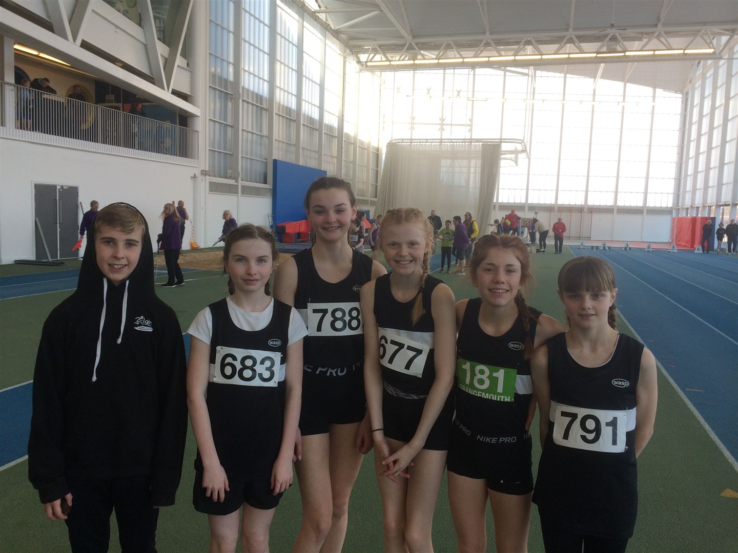 Doing Elgin AAC proud in the National age group championships at Glasgow’s Emirates Arena were under-13 athletes Lucas Powditch, Ava Cruickshank, Lexi Grant, Lillia Clarke, Holly Whittaker and Tayla-Jai Greenfield.