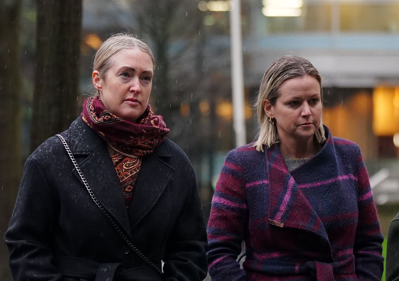 Brianna Ghey’s mother Esther Ghey, left, and sister Alisha Ghey arriving at Manchester Crown Court (Peter Byrne/PA)