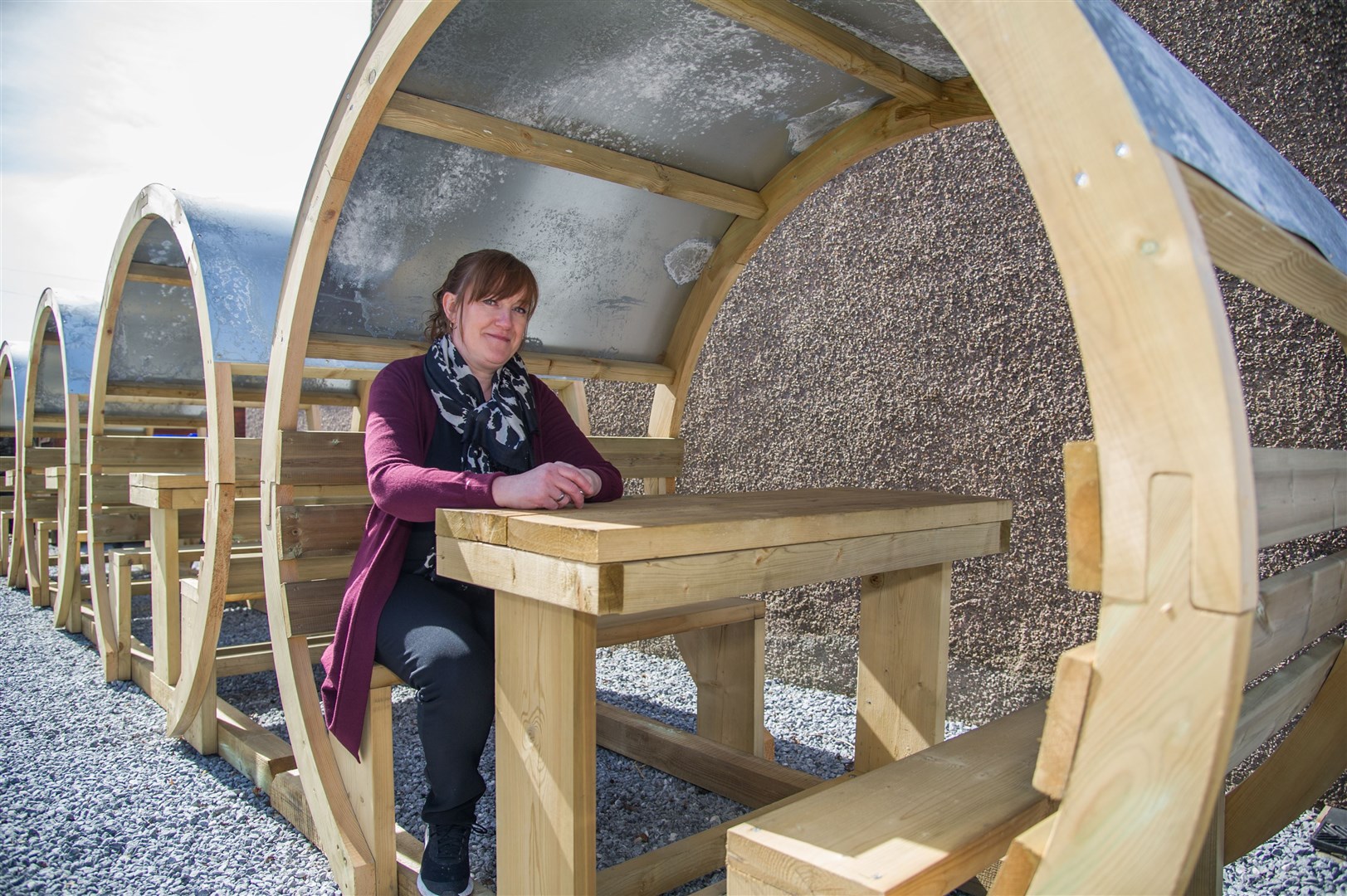 Boogie Woogie owner Anne Holmes in one of the new pods outside the Keith café. Picture: Becky Saunderson.