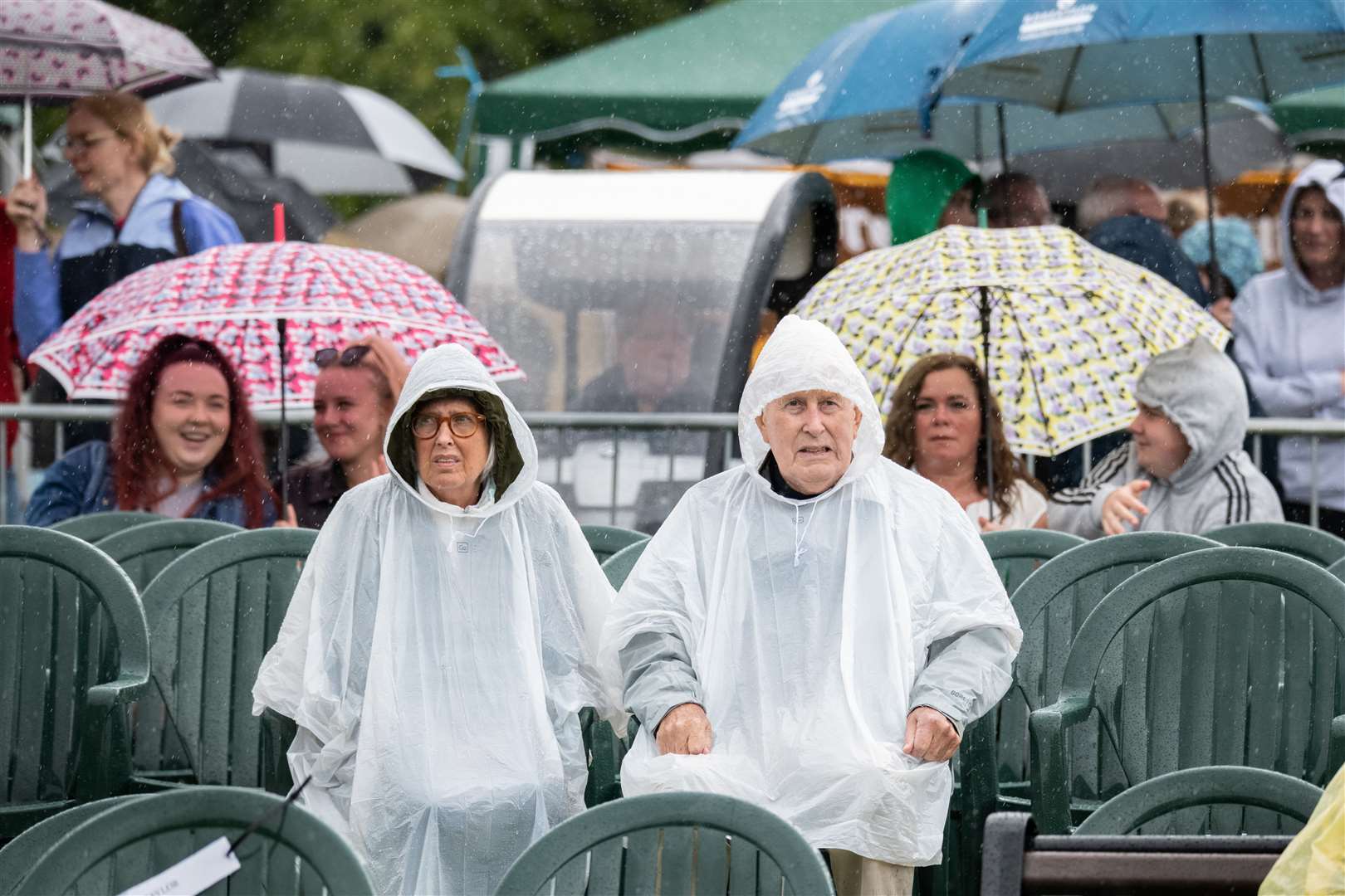 The crowd got soaking wet during a downpour. Picture: Daniel Forsyth