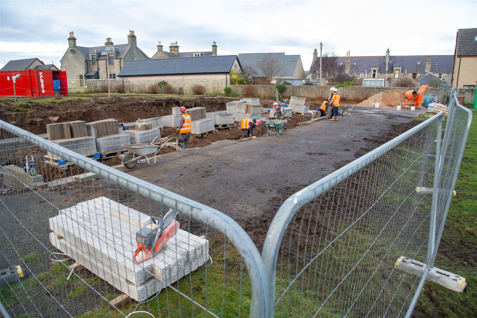 Work on the new pavilion project at Marine Park in Lossiemouth, which was boosted by £220,000 from Moray LEADER. Picture: Daniel Forsyth.