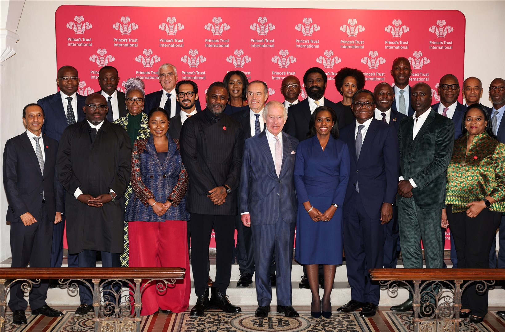 Charles, centre, poses with guests during a reception and discussion to learn about opportunities for young people and the role of entrepreneurship in Africa at Garrison Chapel in London on Wednesday (Adrian Dennis/PA)