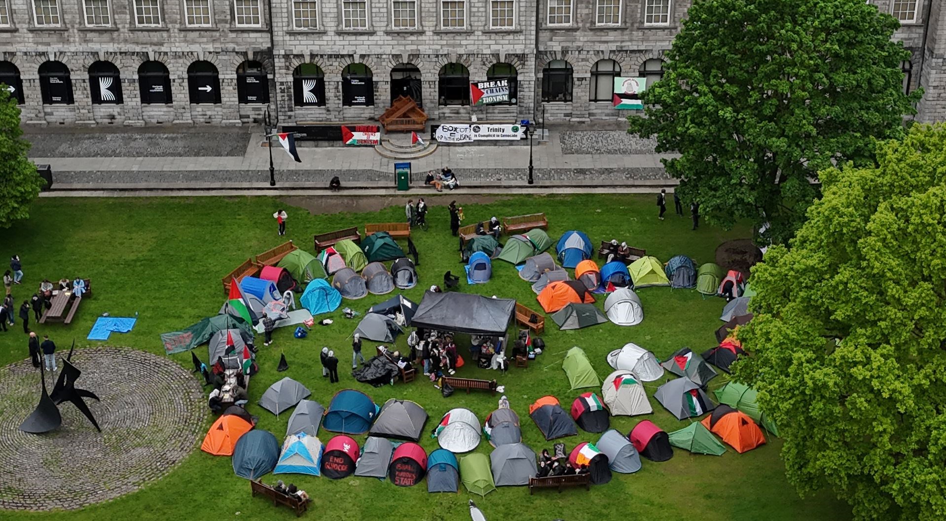 The scenes at Trinity follow a wave of similar student protests at university campuses across the US (Niall Carson/PA)