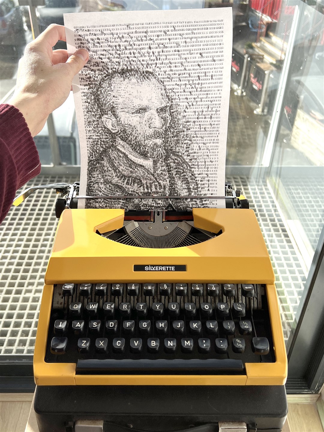 Van Gogh Self Portrait on a 1970s Silverette Typewriter 02 (James Cook)