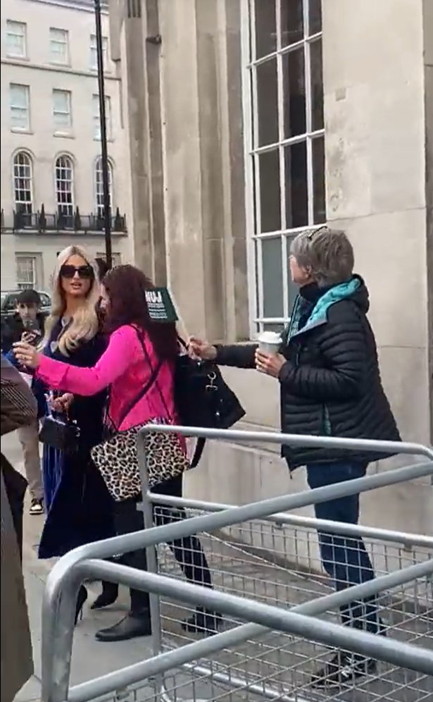 Paris Hilton was leaving Broadcasting House (@NUJofficial/Twitter/PA)