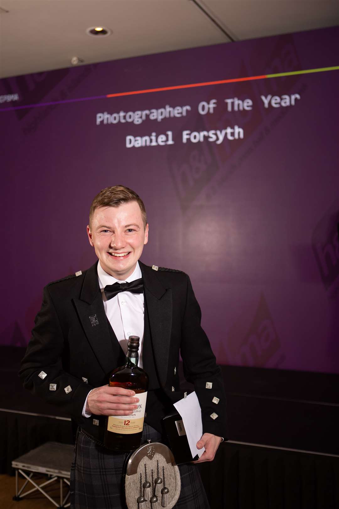 Photographer Daniel Forsyth celebrates his award. Picture: Alison Gilbert