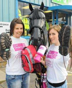 Cara Duncan (left) and Debbie Donaldson get ready for the challenge