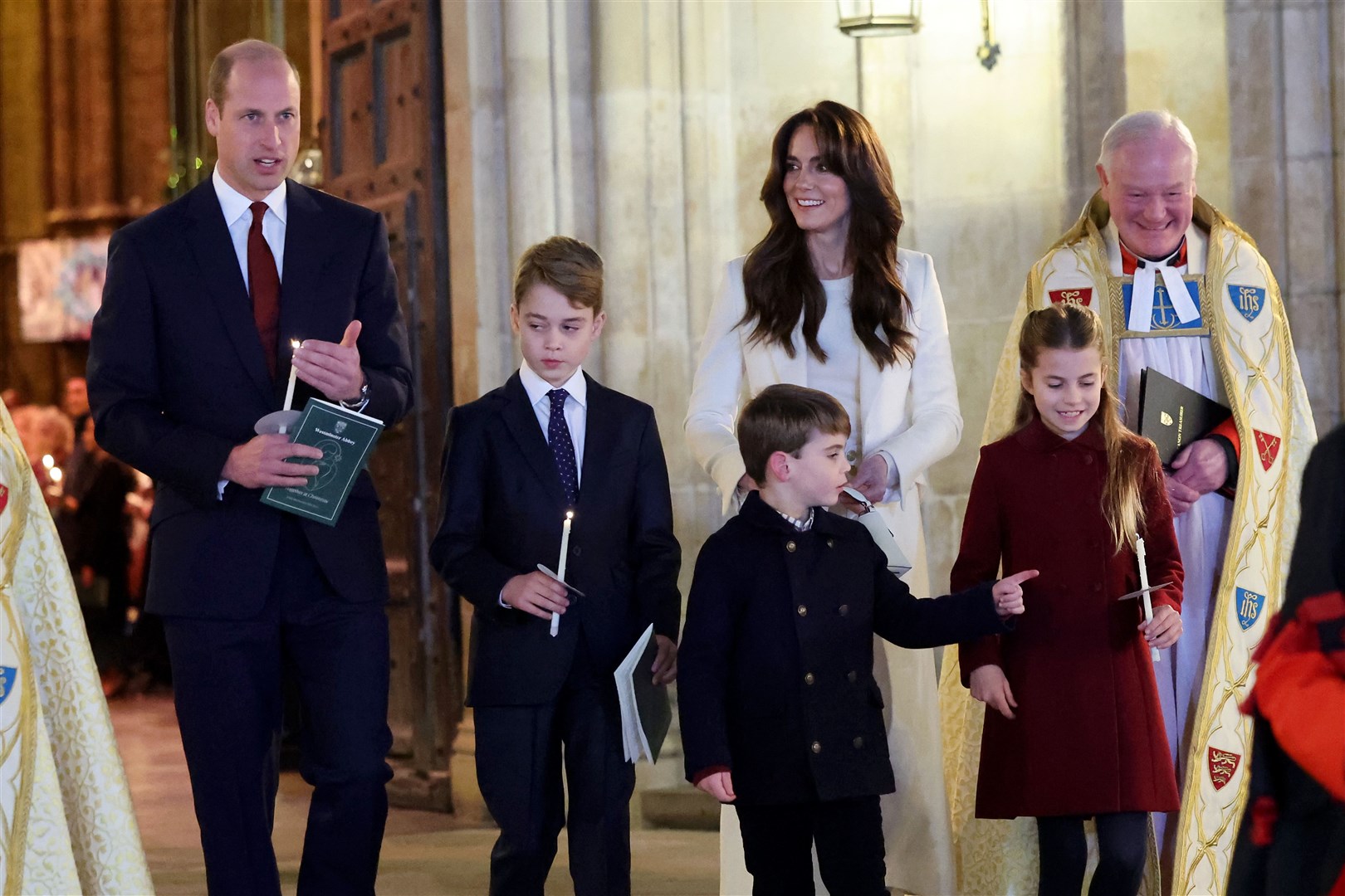 William, Kate and their children after the Together At Christmas carol concert in December (Chris Jackson/PA)