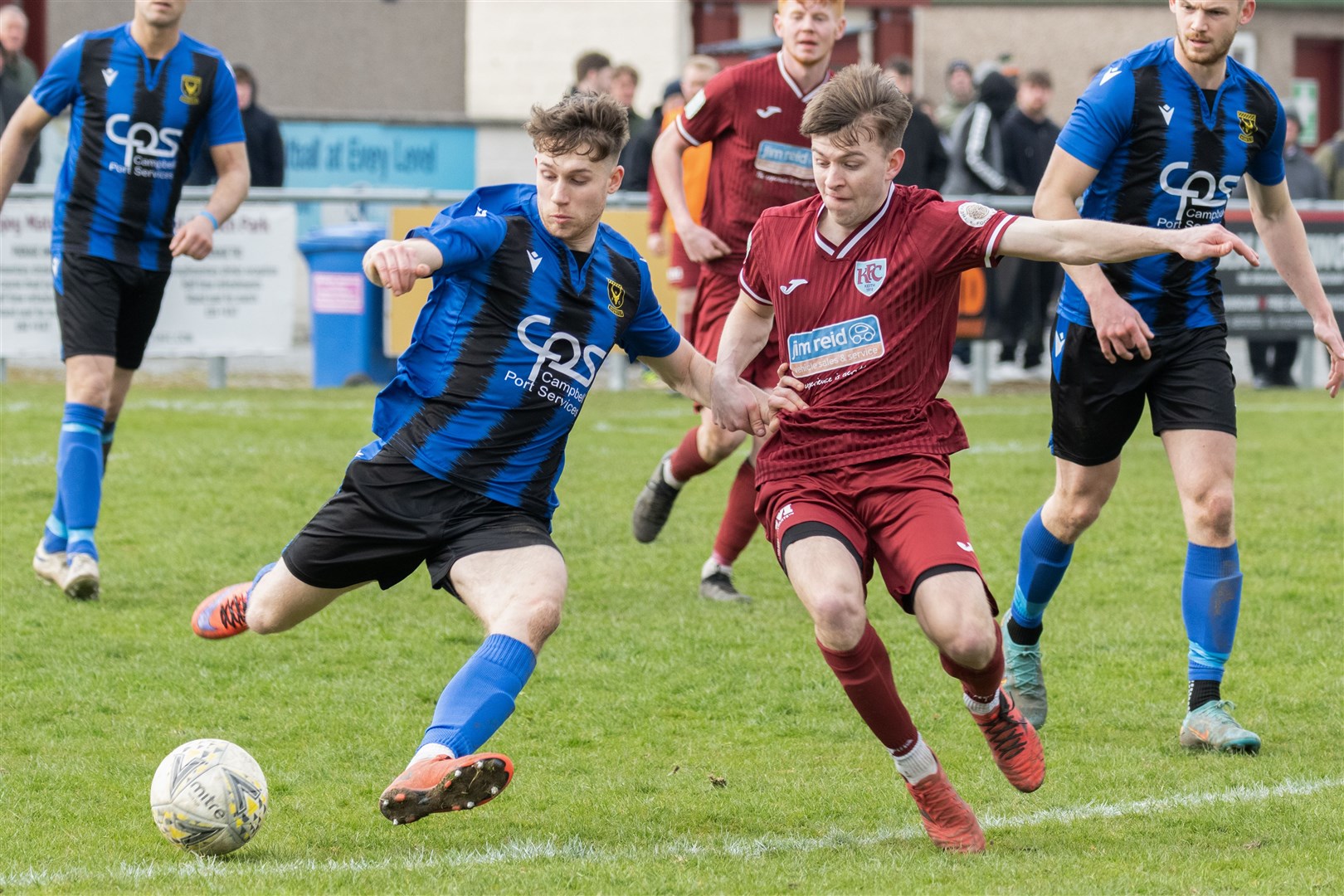 Lyall Booth (left) in Highland League action for Huntly. Picture: Beth Taylor