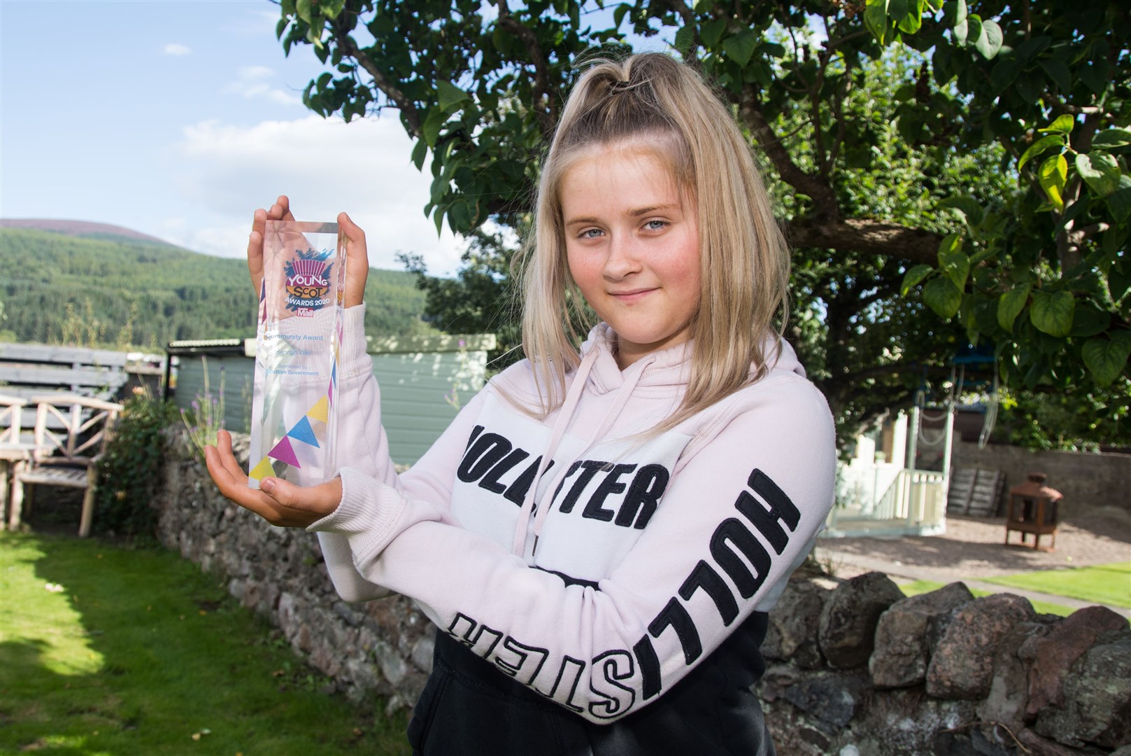 No Worries in Moray founder Hannah Weir (14) with her Young Scot Community Award last year. Picture: Becky Saunderson.