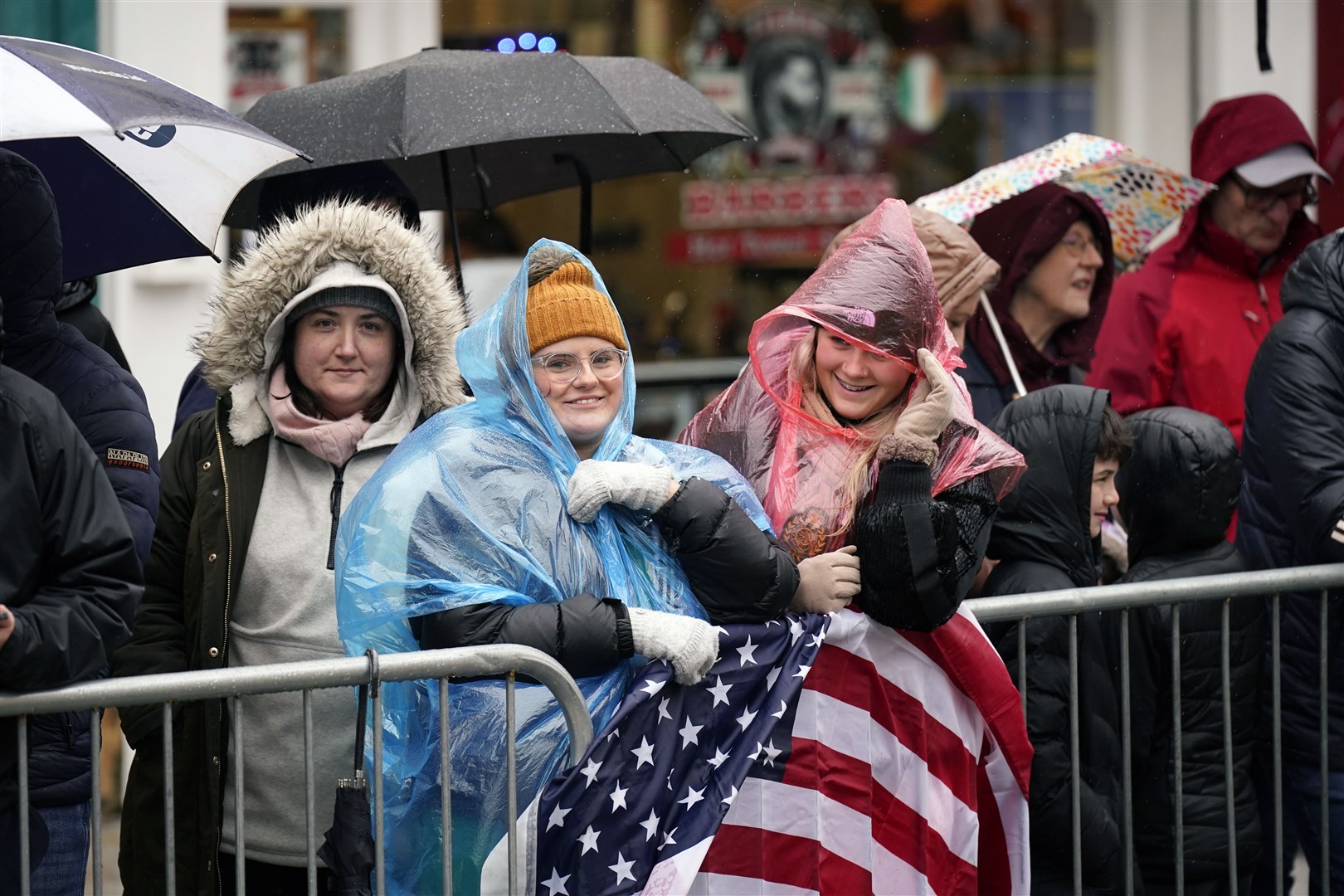 People awaiting the arrival of the US president in Dundalk (Niall Carson/PA)