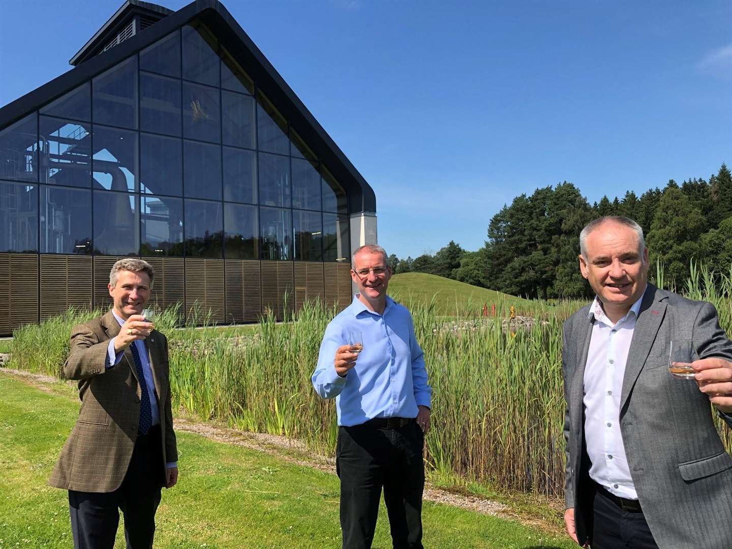 Pictured from left to right: Ronald Daalmans, sustainability manager with Chivas; Graeme Cruikshank, distillery manager with Chivas; Moray's MSP Richard Lochhead.