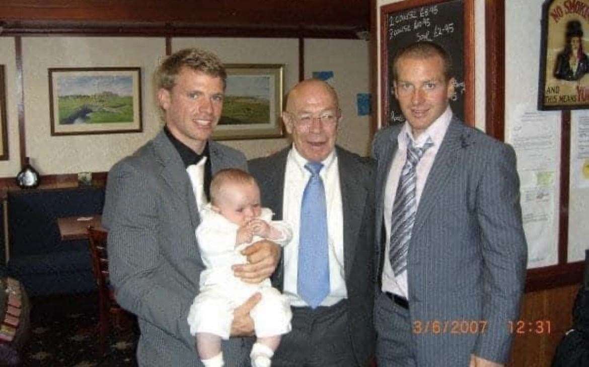 Ian Baxter with his sons GB Olympic slalom ski stars Noel (left) and Alain.