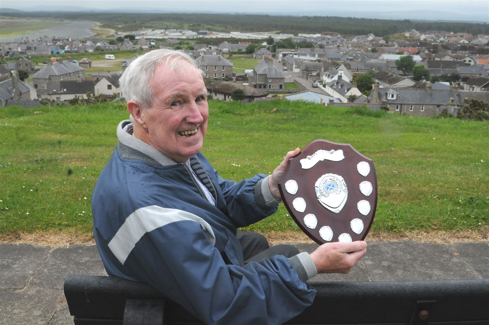 Donnie Stewart with his Lossiemouth Citizen of the Year award.