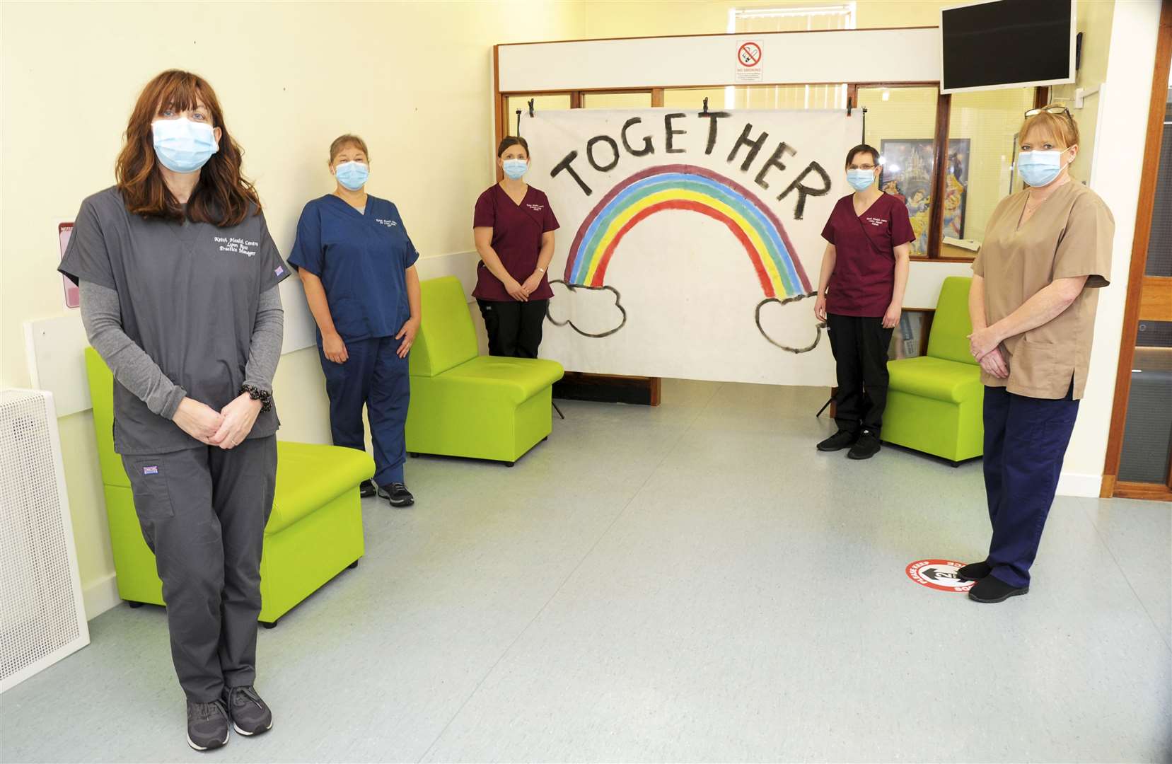 The Keith team has been working as hard as ever, from left, Lynn Ross (practice manager), Dr Clare Green, Frances Greig (admin), Claire Hastie (admin) and advanced nurse practitioner Gillian Walker. Picture: Eric Cormack.