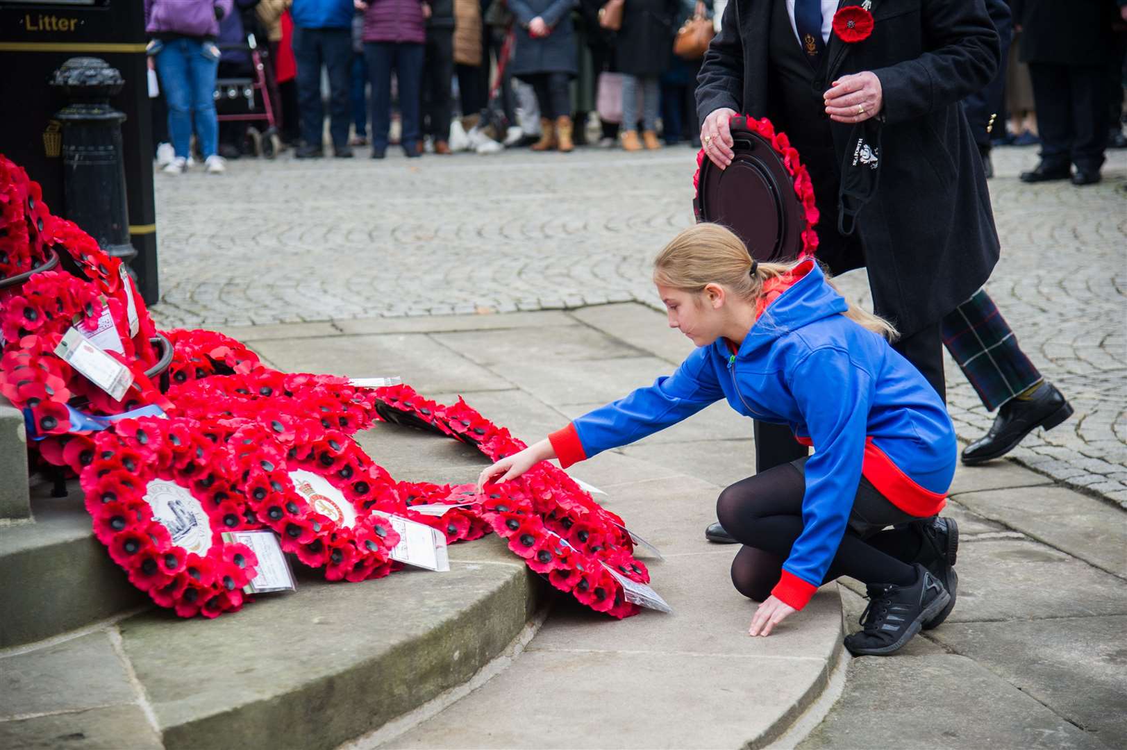 Ellie Graham lays a wreath at Elgin. Picture: Becky Saunderson