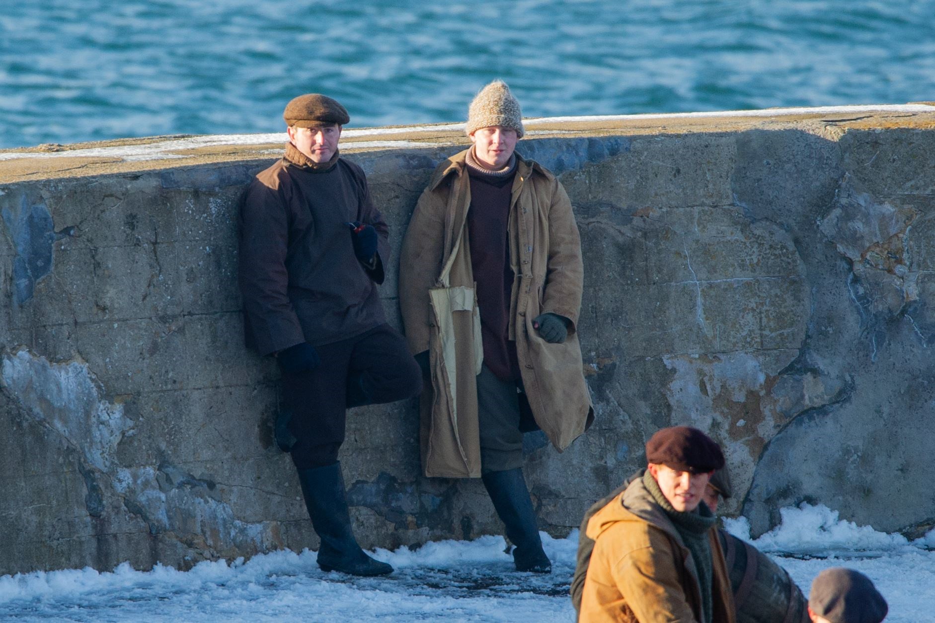 Elgin's Harry Bruce (left) as an extra...Peaky Blinders filming in Portsoy 12/02/2021...Picture: Daniel Forsyth..