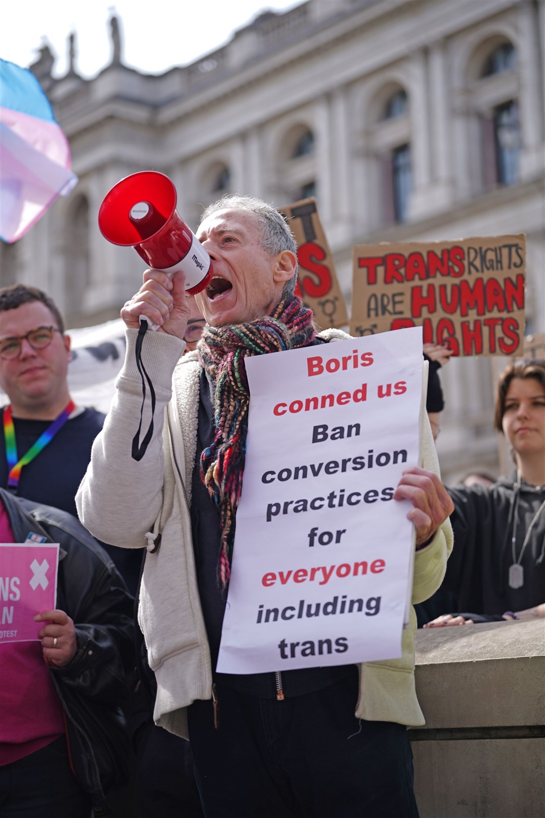 Peter Tatchell speaks during a protest outside Downing Street earlier this year (Yui Mok/PA)