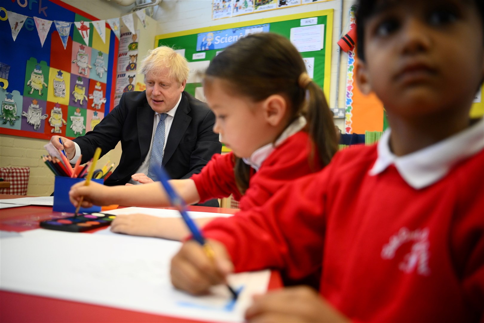Prime Minister Boris Johnson spent the morning on a school visit to his constituency (Daniel Leal/PA)