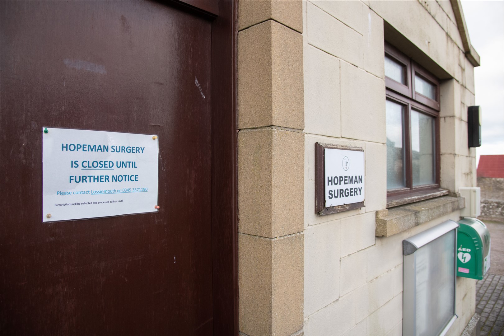Hopeman Doctors Surgery has been closed since the beginning of the Covid pandemic in March 2020. Picture: Daniel Forsyth