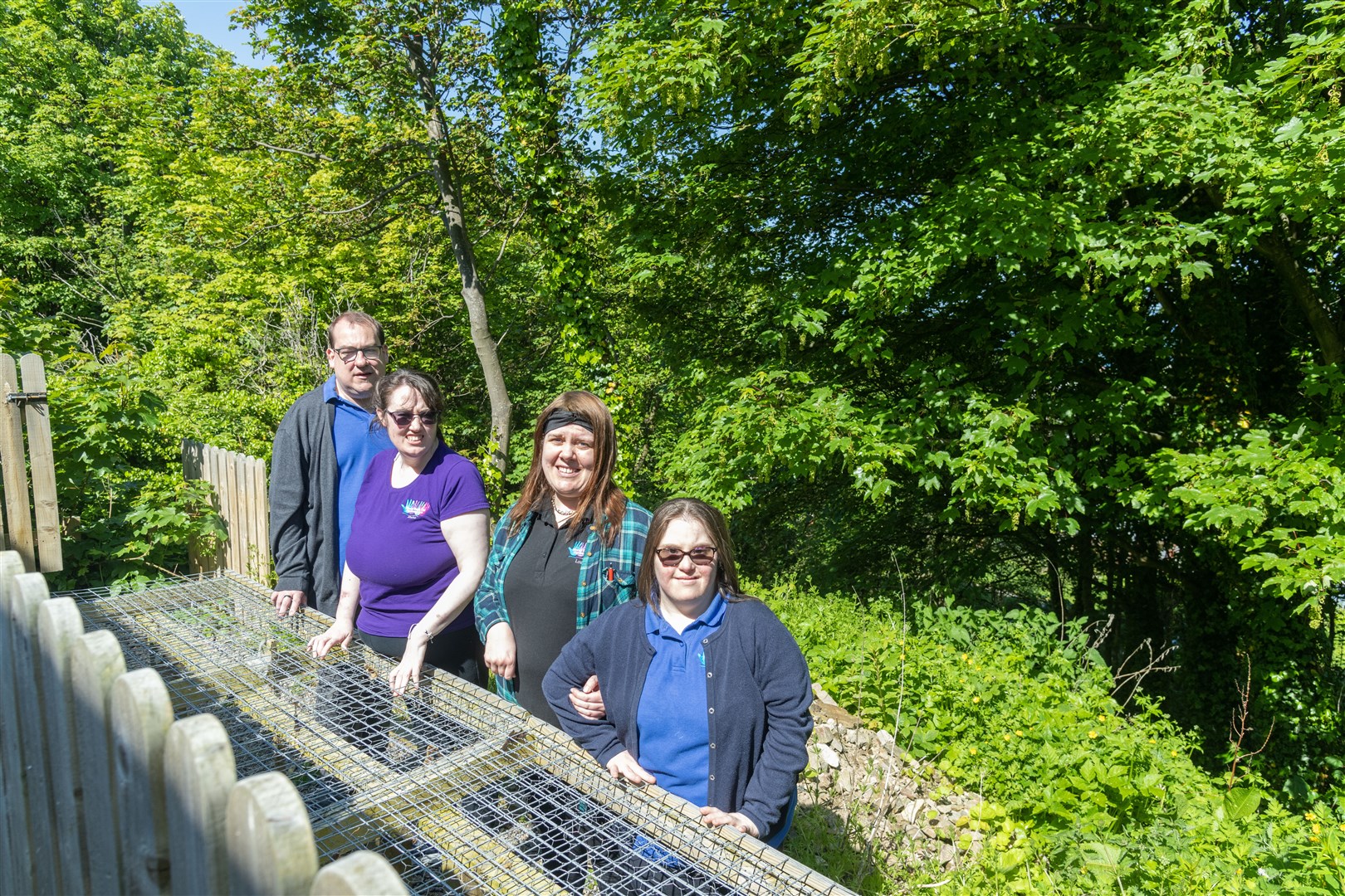 (From left) MRO trainees Neil, Rhona, Louise and Clare in the garden area earmarked for major revamp work. Picture: Beth Taylor