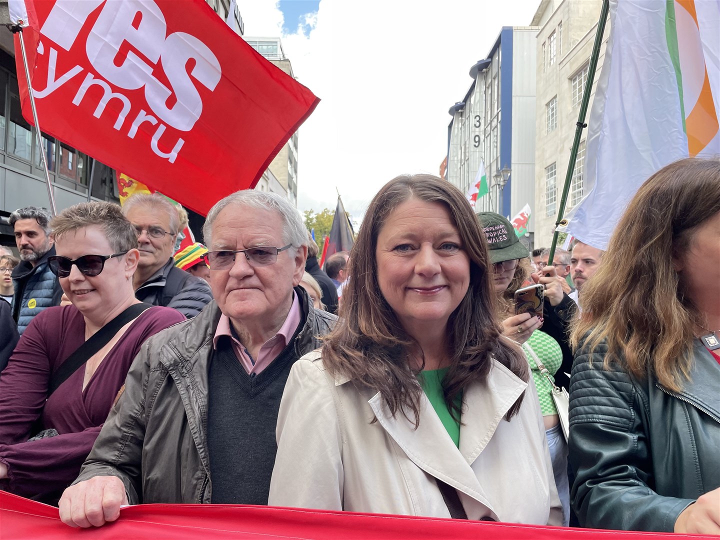 Plaid Senedd member Leanne Wood takes part in the march (Bronwen Weatherby/PA)