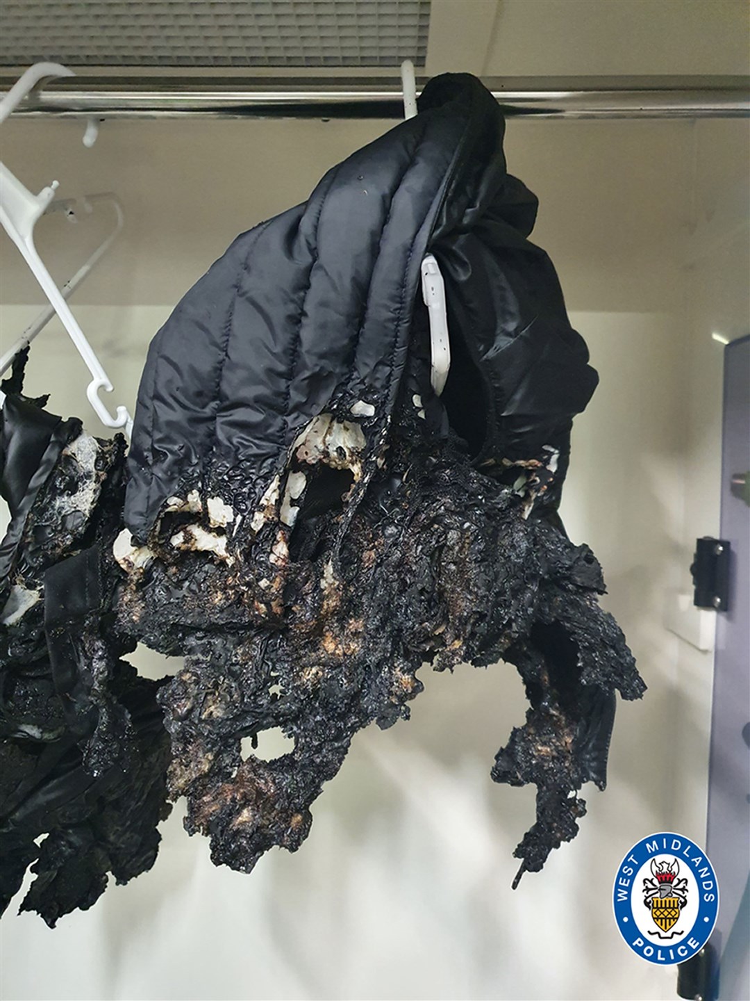 The burned clothing of Mohammed Rayaz after the attack (West Midlands Police/PA)