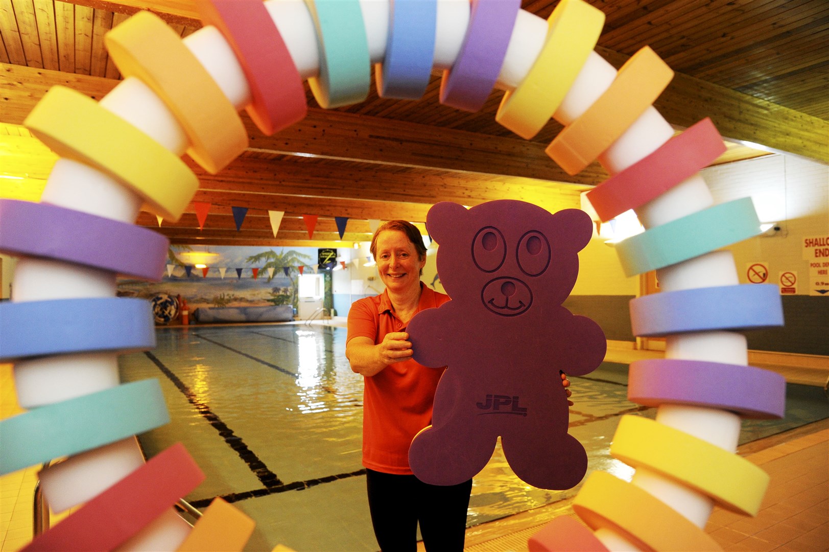 Elaine Riddell leisure supervisor at lossiemouth swimming pool preparing for the opening. Picture: Eric Cormack.