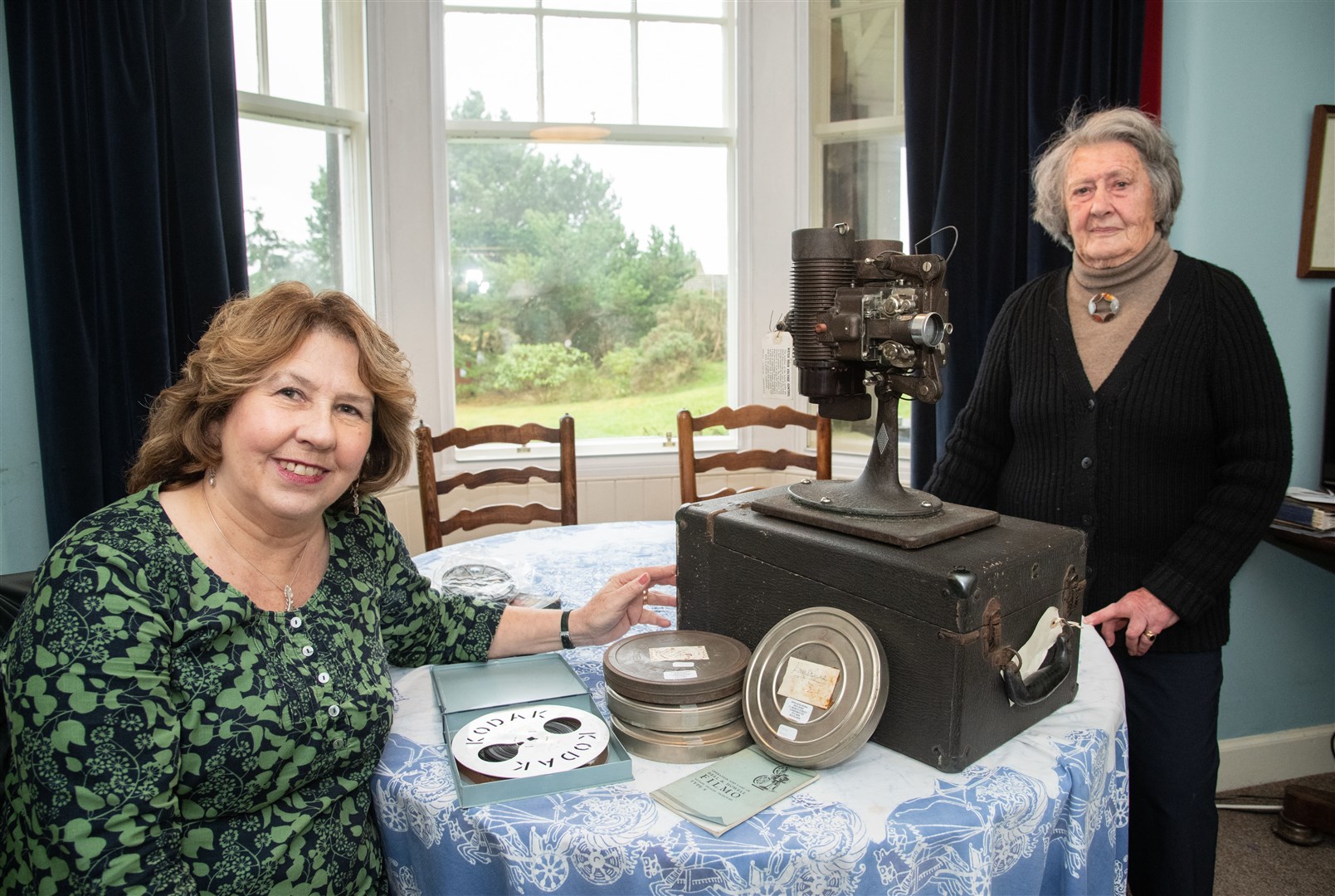 Yvonne Findlay and Iona Kielhorn with reels of home film footage of Ramsay MacDonald. Picture: Daniel Forsyth.