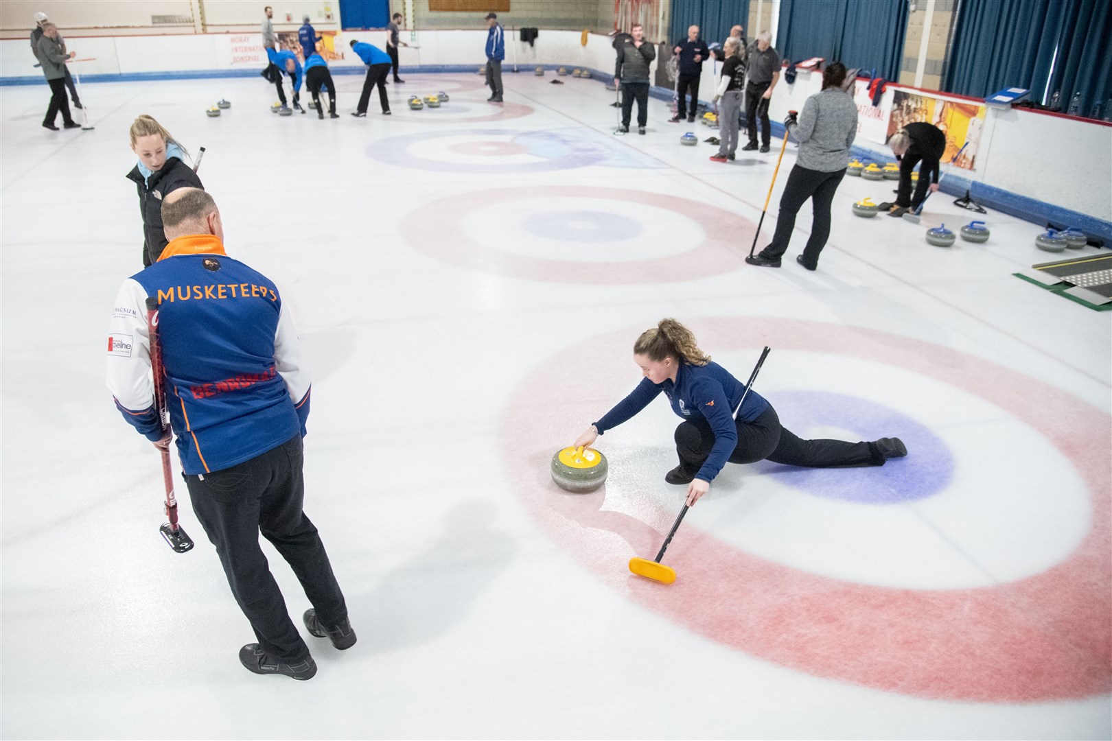 Competiton on the first afternoon of the tournament.14th annual Moray International Bonspiel - held at Moray Leisure Centre. Picture: Daniel Forsyth.