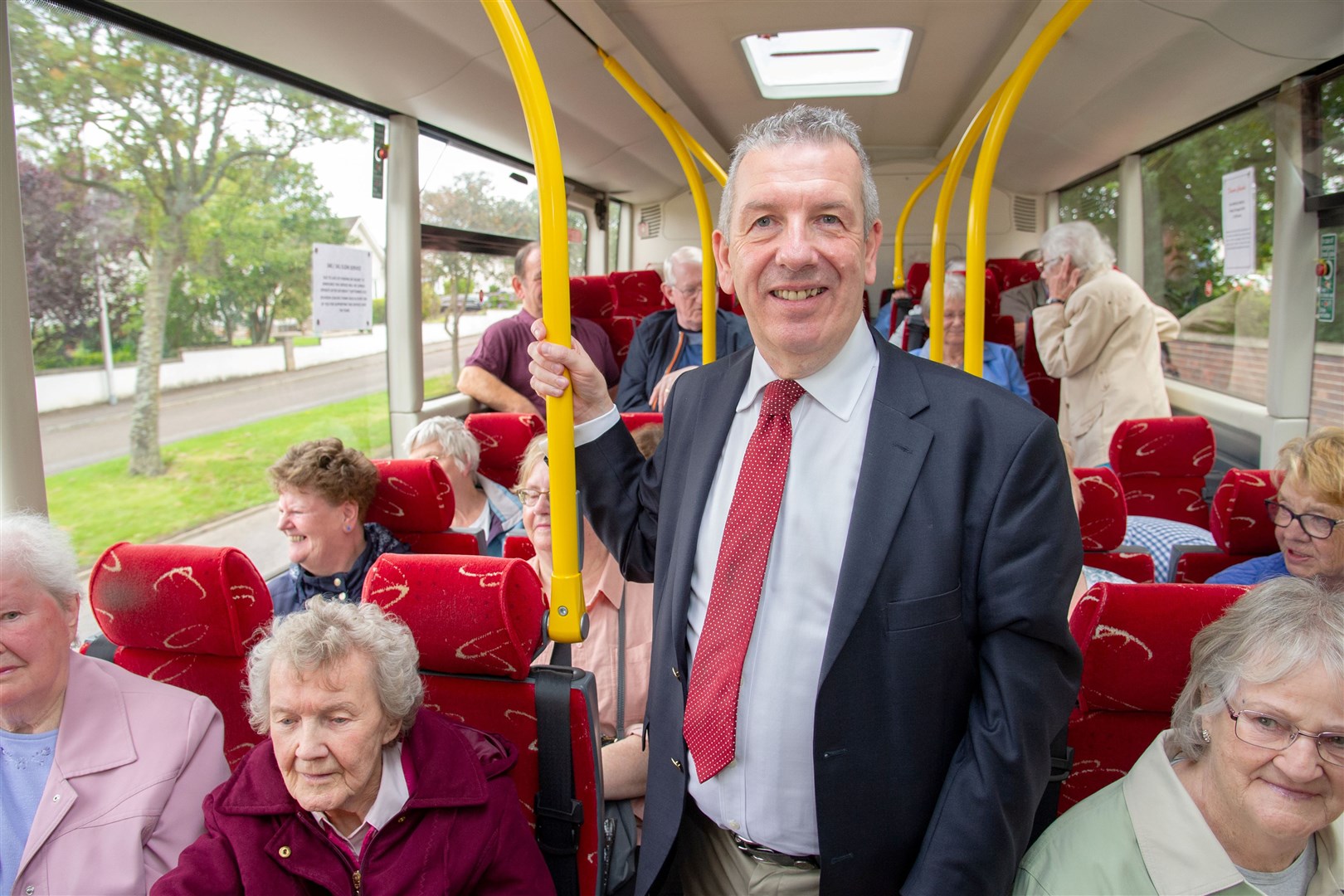 David Stewart MSP on the 340/341 Elgin circular bus. Picture: Daniel Forsyth. Image No.044604.
