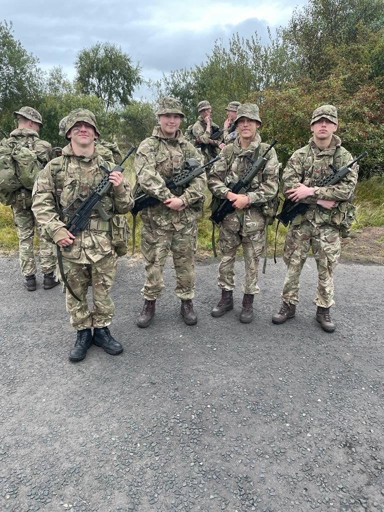 Elgin Cadets at Barry Buddon (left to right): Cpl Stuart, Cpl Wareing, LCpl Stasiak & Cpl Pybus.