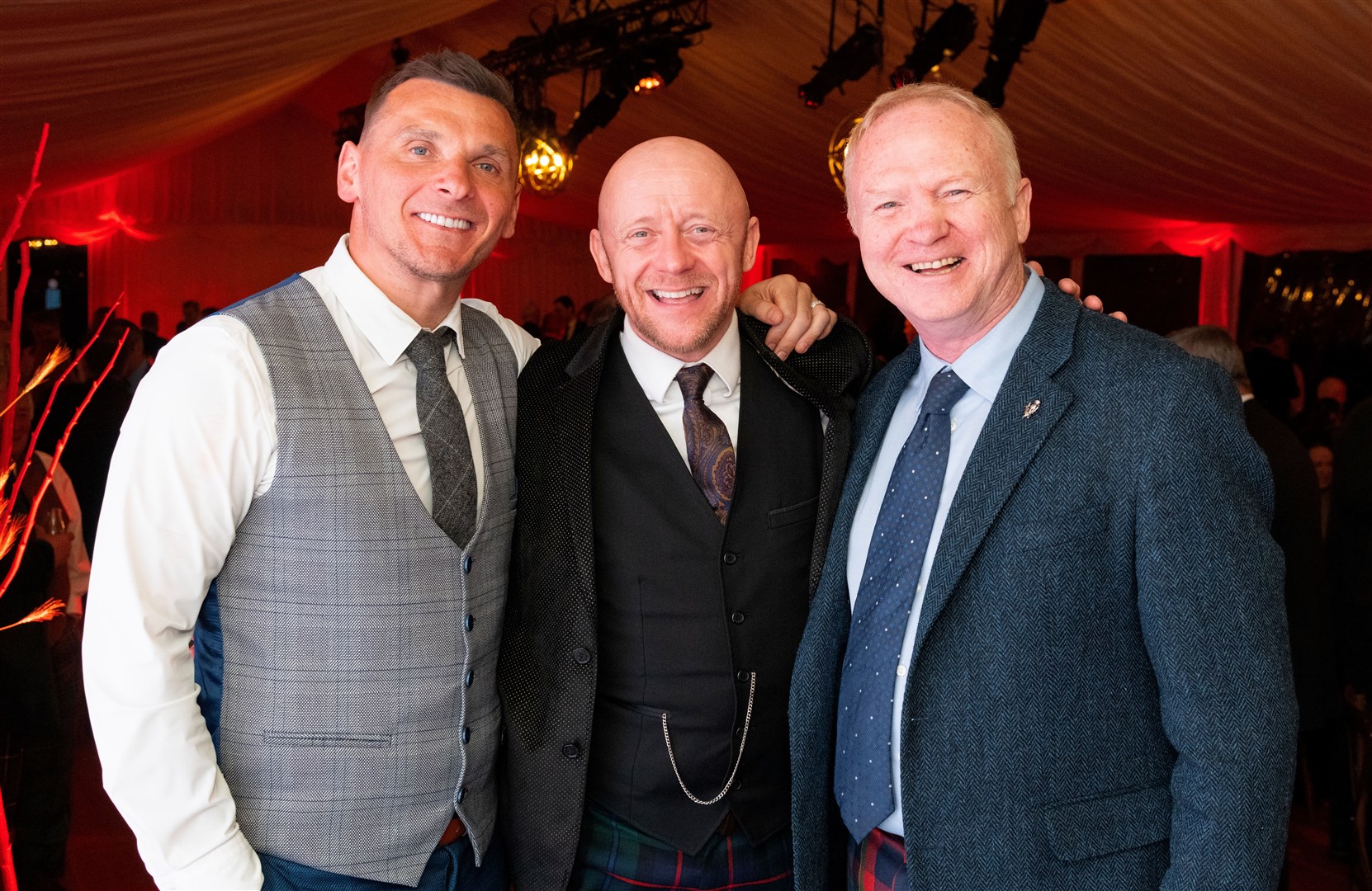 Having a ball at the Spirit of Speyside dinner, from left, former Rangers player Lee McCulloch, George McNeil (whisky festival chairman) and former Aberdeen legend and Rangers and Scotland manager Alex McLeish.Picture: Beth Taylor