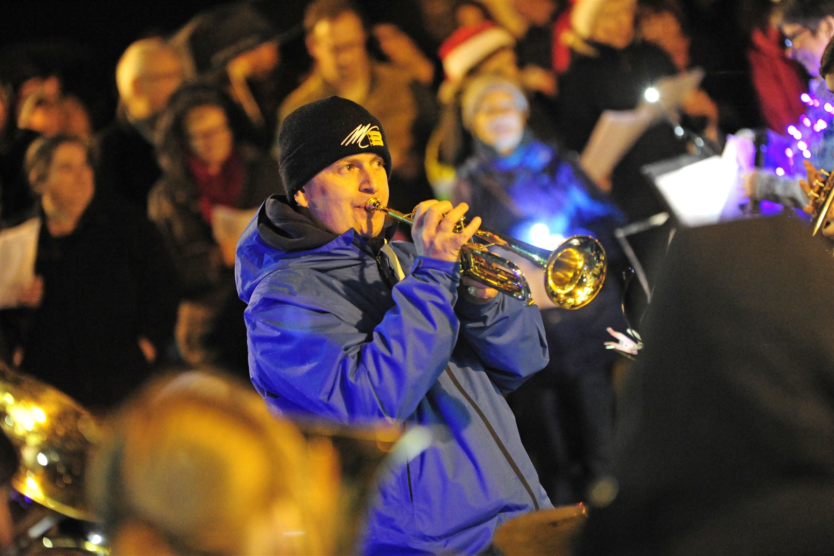 Musical director Glenn Munro performing with Moray Concert Brass during the 2017 Carols at Cooper Park.
