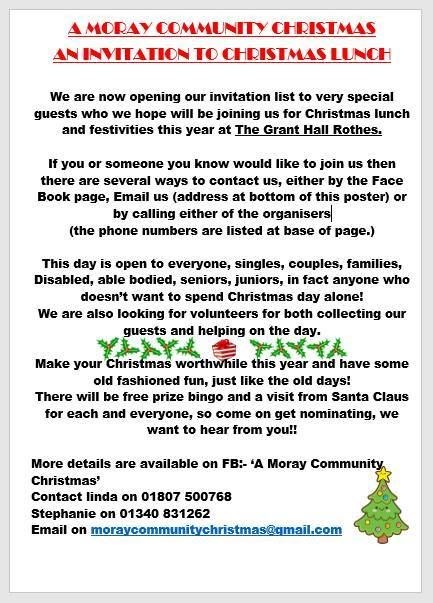 A Very Moray Community Christmas flyer