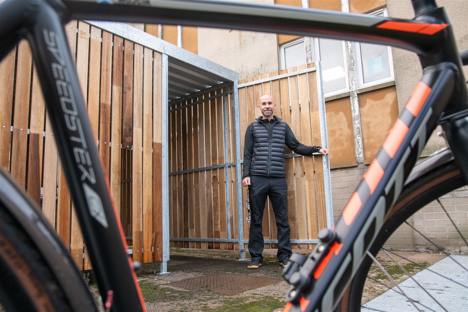 BCHS teacher Stefan Wojcik is hoping the new storage facility will encourage fellow staff members to get on their bikes. Picture: Daniel Forsyth
