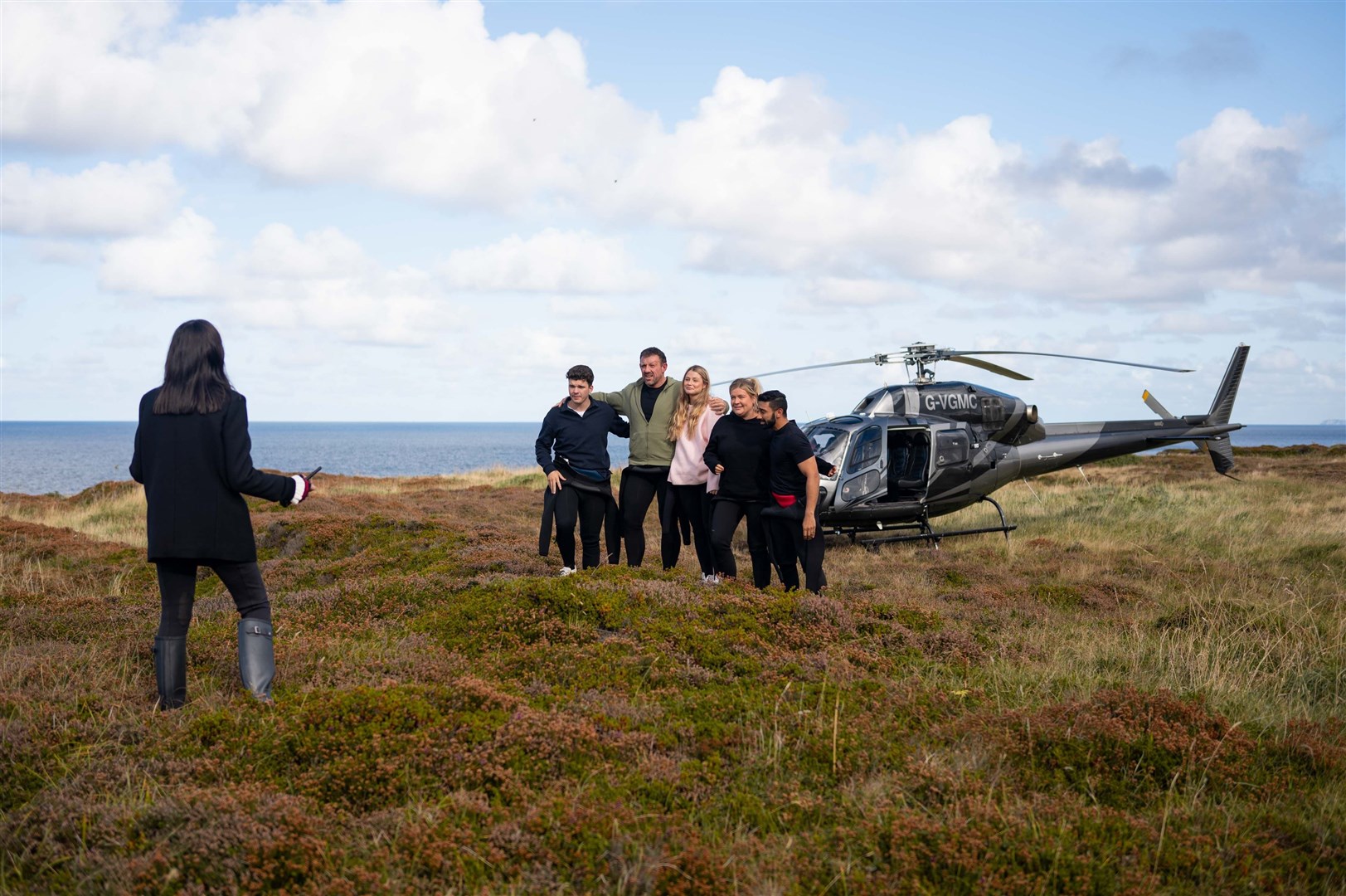 The contestants were flown in a helicopter from the traitor's castle in Easter Ross. Pictures: BBC/Studio Lambert/Llara Plaza