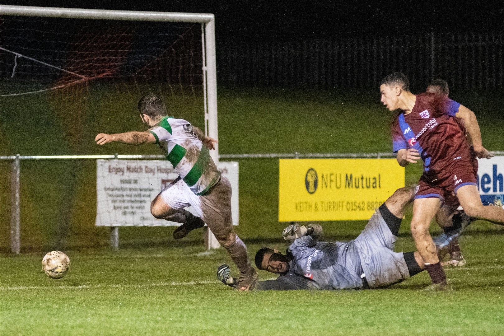 Keith goalkeeper Balint Demus denies Andy MacAskill on this occasion. Picture: Daniel Forsyth..