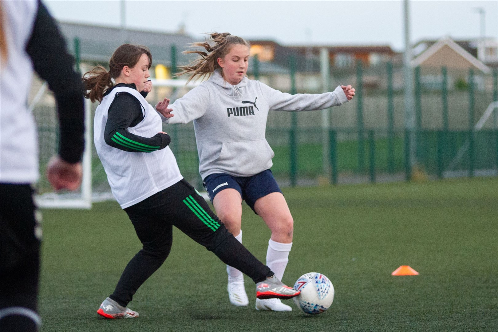 Two of the under-13 girls in action at a recent training session. Picture: Daniel Forsyth