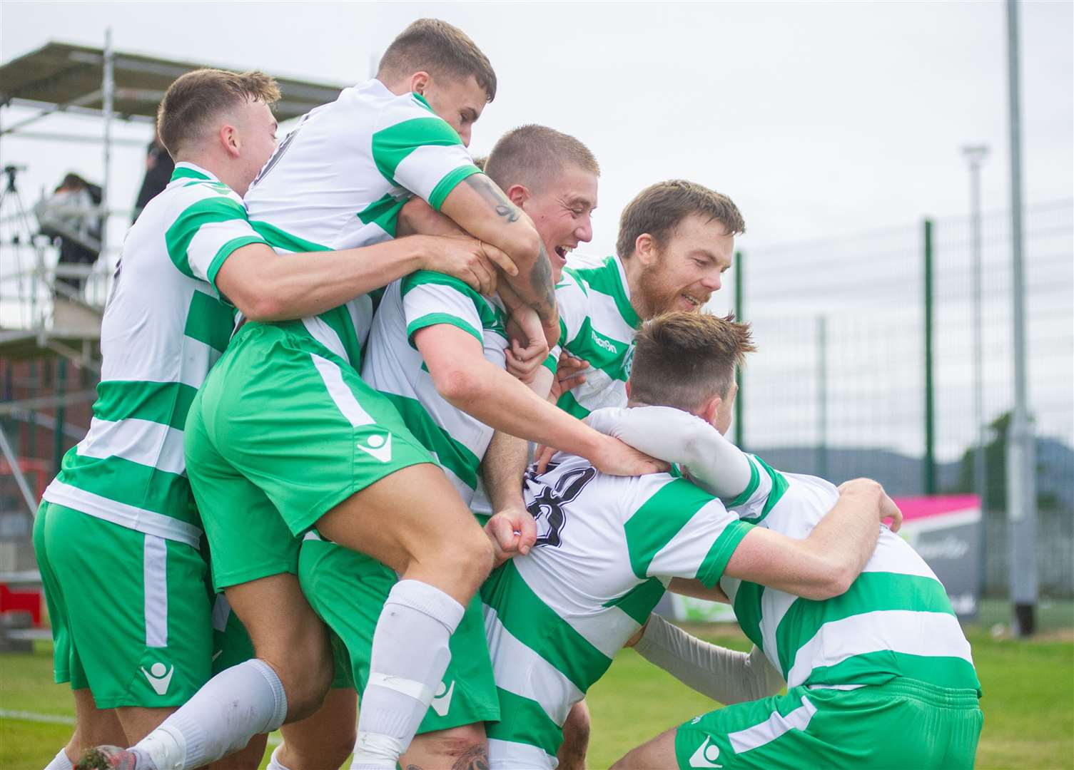 Celebration time for Buckie Thistle. Picture: Daniel Forsyth.