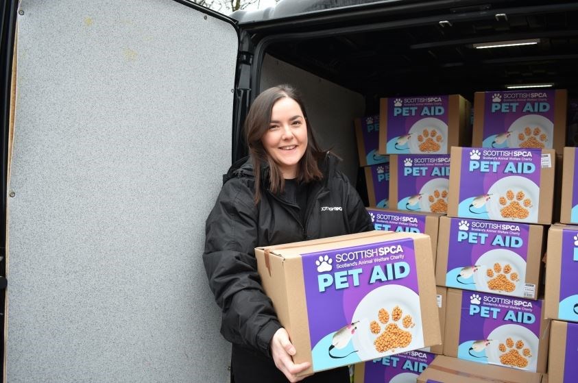 Scottish SPCA Pet Aid coordinator Carrie Giannelli lends a hand with the Pet Aid service. Picture: Scottish SPCA